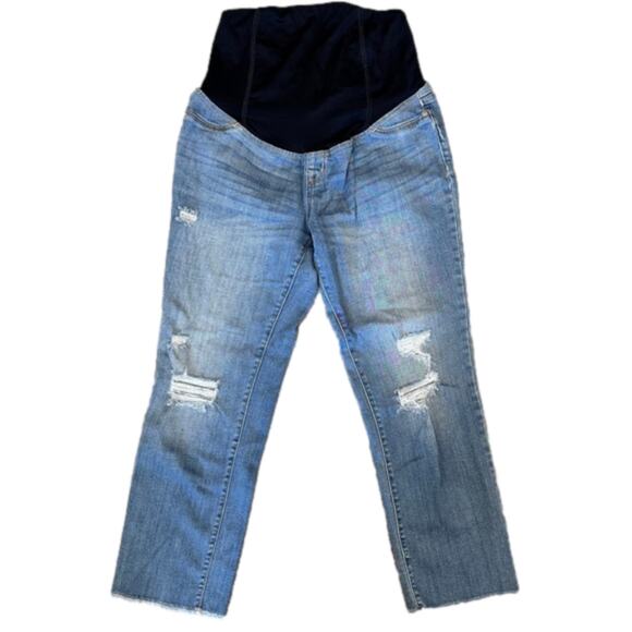 Isabel Maternity by Ingrid Isabel Distressed Raw Hem Blue Jeans Pants size 6 - Picture 1 of 6